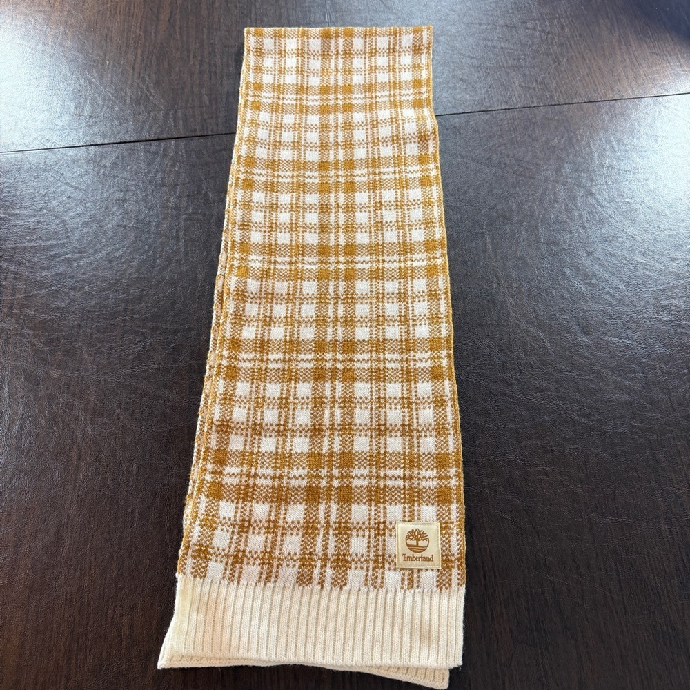Timberland Plaid Tan and Cream Scarf